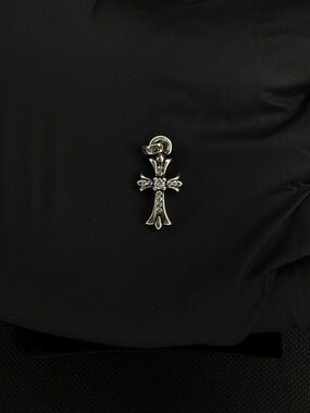 Chrome Hearts Diamond Studded Baby Fat Mini Floral Cross Pendant